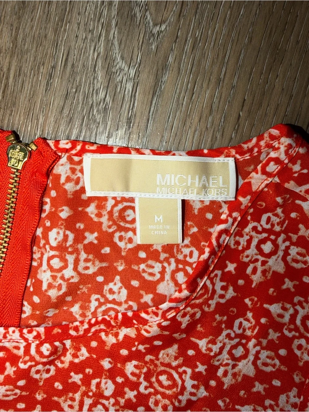Michael Kors Women's Orange Sleeveless Zip Back Tank Blouse